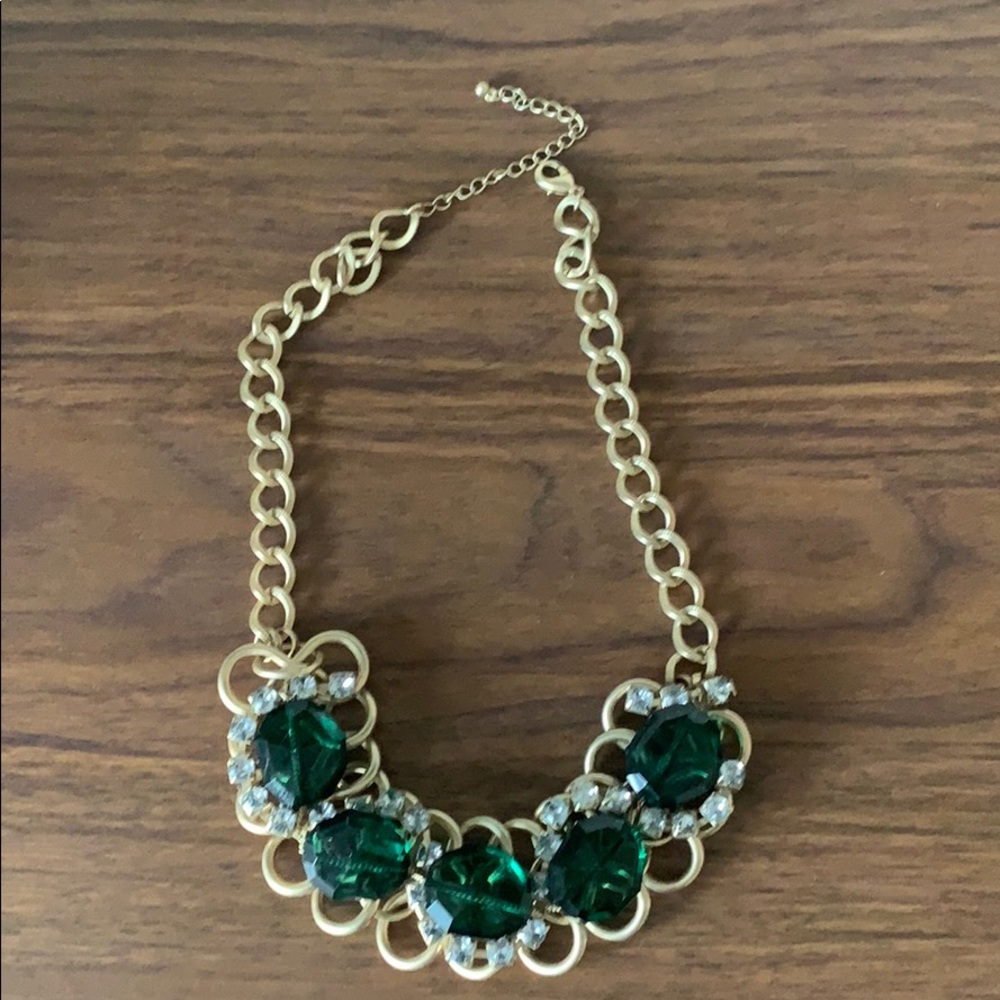 Crystal emerald and jewel necklace